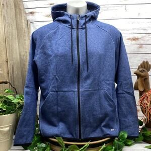 Mens Fleece Full-Zip Hooded Hoodie Active Activewear Fleece Sweatshirt XL Blue
